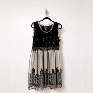 Ultra Pink Sleeveless Sequin Holiday Party Black and Cream‎ Formal Mini Dress XL